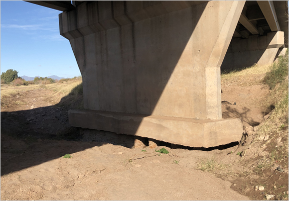 A photo of the current bridge conditions.